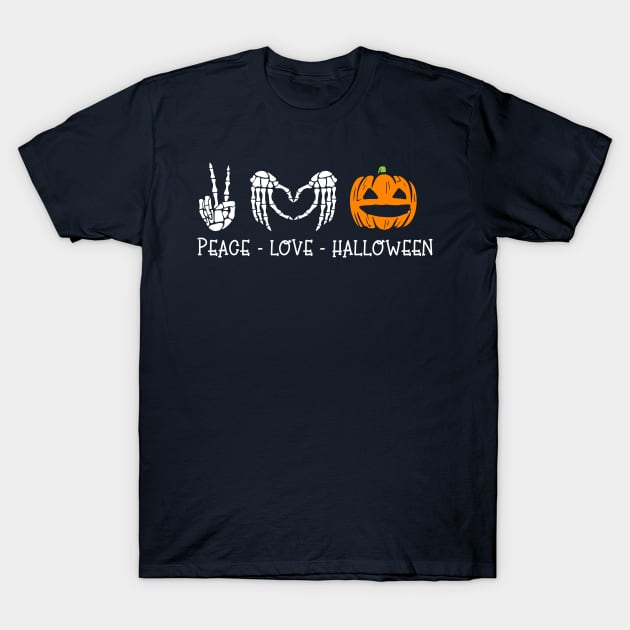 Peace Love Halloween Pumpkin T-Shirt by TheDesignDepot